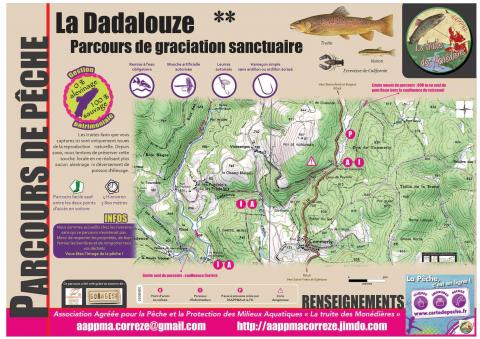 Parcours de graciation sur la Dadalouze - Source APPMA La truite des Monédières
